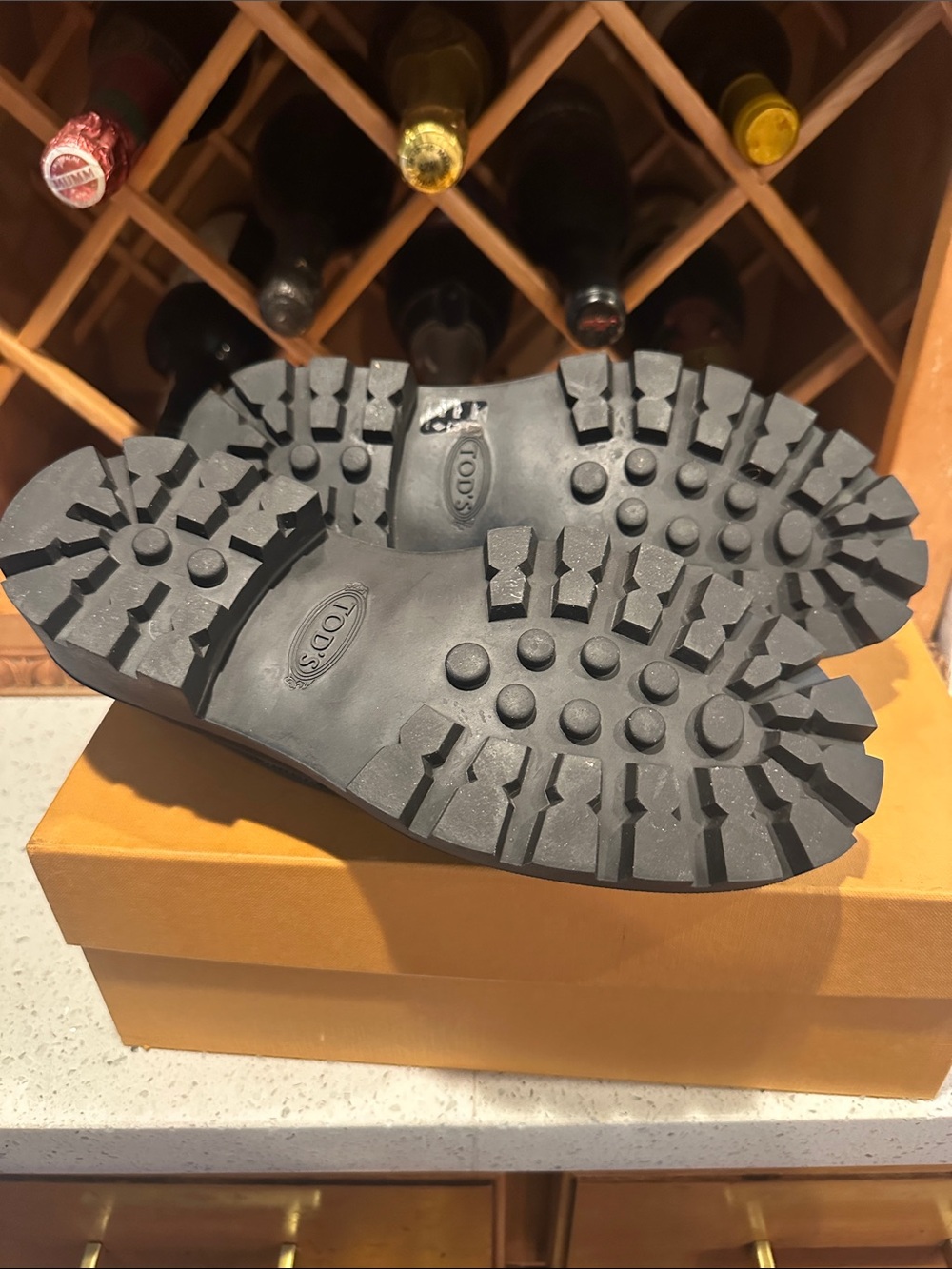 Tod's Black Leather Lug Sole Penny Loafers - Picture 8 of 11